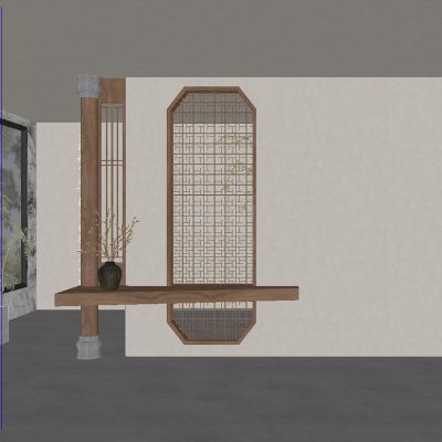 中古风宋式茶室背景墙