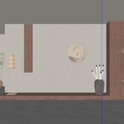 中古风宋式茶室背景墙