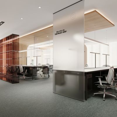 现代极简开放式办公区