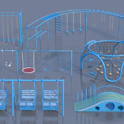 现代儿童器材组合 秋千椅 攀爬架 躲猫猫隧道