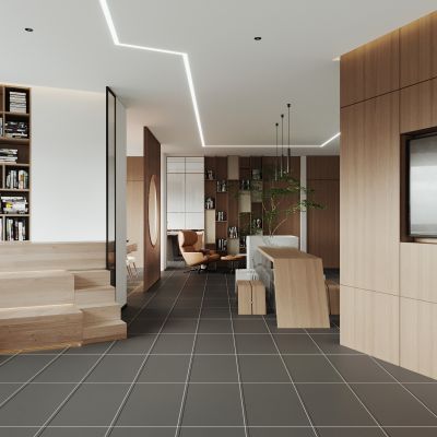 现代简约开放式办公室 茶水间 休息区