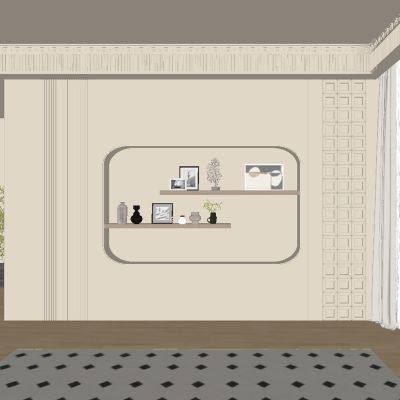 中古风客厅餐厅背景墙