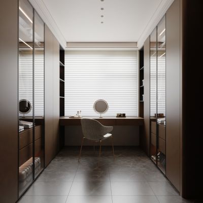 意式轻奢衣帽间 U型衣帽间 半开放式衣帽间