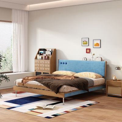 现代巴豪斯双人床 实木双人床 中古风双人床 实木床头柜