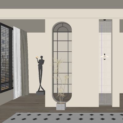 中古风玄关过道 隔断