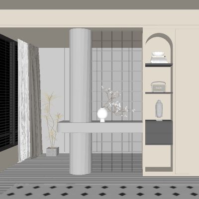 中古风宋式玄关过道 隔断