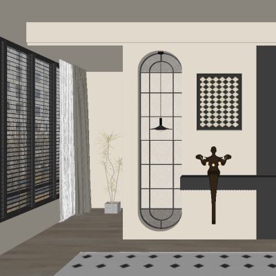 中古风玄关过道 隔断