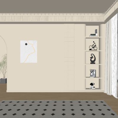 中古风客厅餐厅背景墙