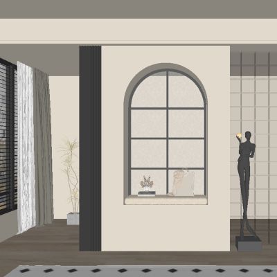 中古风玄关过道 隔断