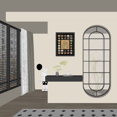 中古风玄关过道 隔断