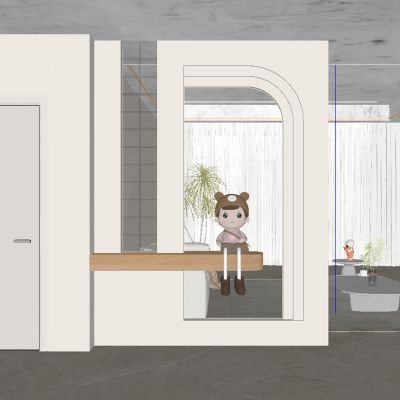 现代奶油风玄关过道 隔断