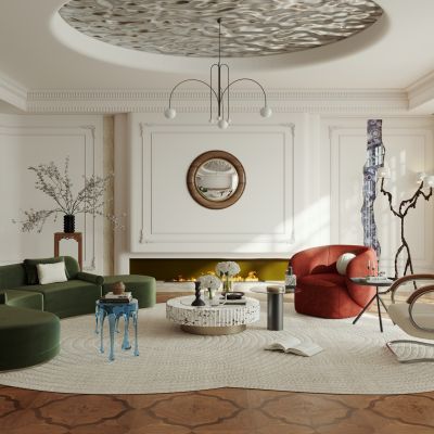 法式家居客厅 横厅 大平层 法式奶油风客厅3D模型