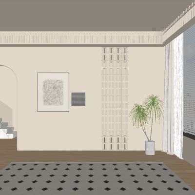 中古风客厅餐厅背景墙