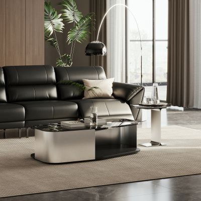 意式茶几边几组合  大理石茶几 奢石茶几 组合茶几