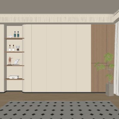 中古风客厅餐厅背景墙