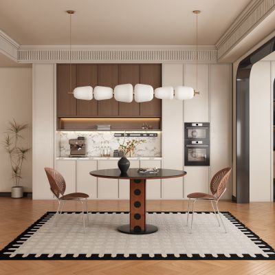 现代中古风餐厅 餐桌椅