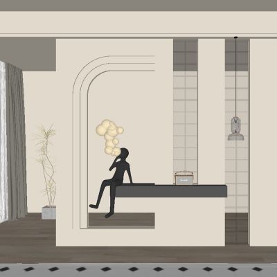 中古风宋式玄关过道 隔断