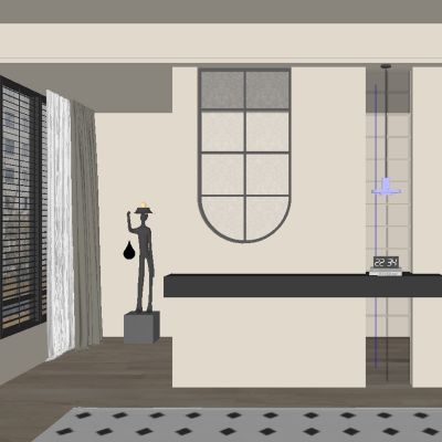 中古风玄关过道 隔断