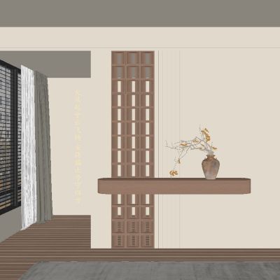 中古风宋式玄关过道 隔断