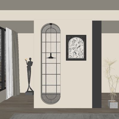 中古风玄关过道 隔断