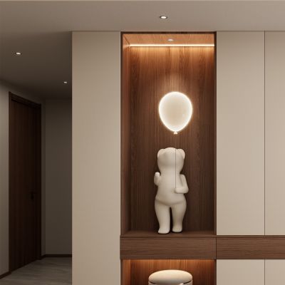 意式 轻奢风 悬浮顶 磁吸灯 端景柜 开放格 玄关