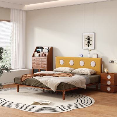 中古复古双人床 实木床 主卧床 成品双人床 实木床头柜