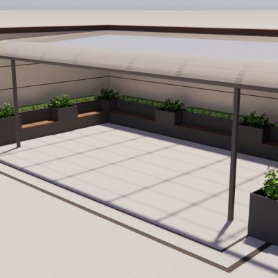 雨棚 花槽 座椅