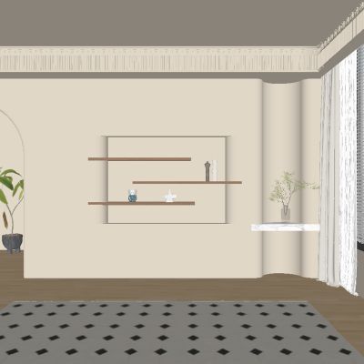 中古风客厅餐厅背景墙