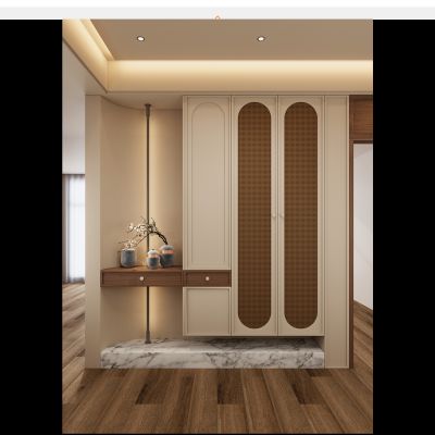 法式 中古风 藤编 骨骼线 圆弧造型 端景柜 隔断 玄关