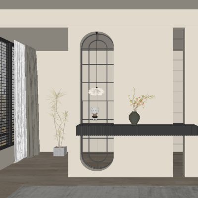 中古风玄关过道 隔断