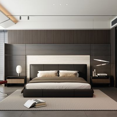 意式极简卧室 主卧 飘窗卧室 无主灯卧室3D模型