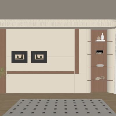 中古风客厅餐厅背景墙