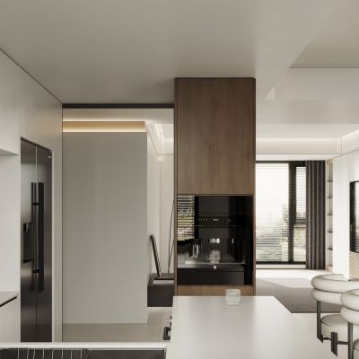 现代极简开放式厨房 半开放式厨房 中岛厨房 餐厅厨房