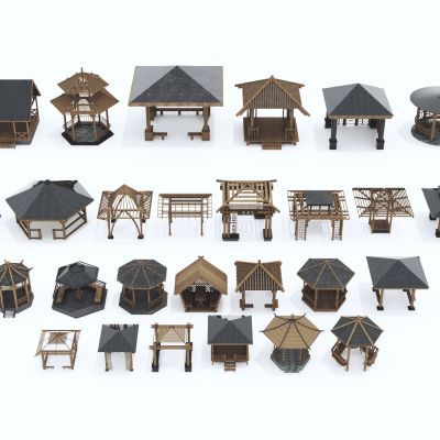 中式亭子_八角亭_六角亭_四角亭_廊架_凉亭_水榭