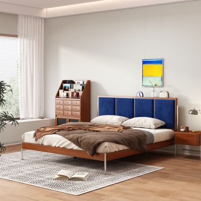 中古复古双人床 实木床 主卧床 成品双人床 实木床头柜