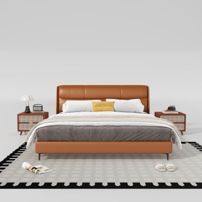现代双人床 床头柜