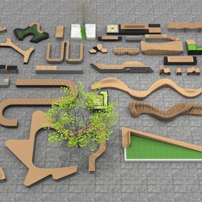 现代景观座椅_户外座椅_公共座椅_公园座椅_条椅_小区座椅S