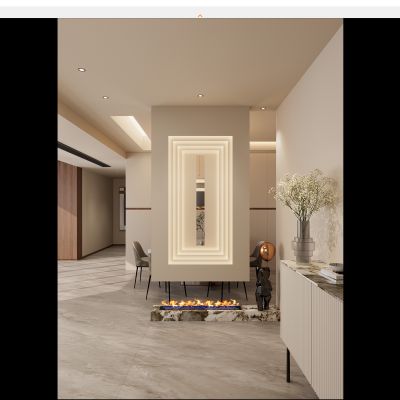 极简 中古风 斯卡帕叠级 透景 隔断 客餐厅 玄关