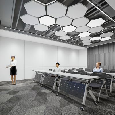 现代办公培训室 会议室3D模型