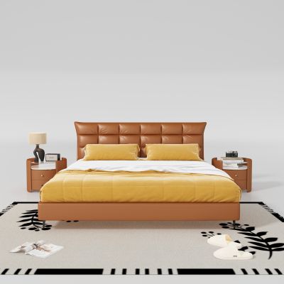 现代双人床 床头柜