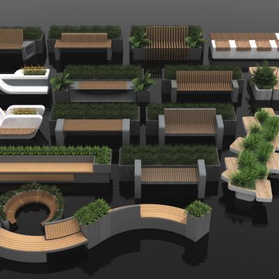 盆栽_树池座凳_户外座椅_户外座凳_盆栽_公园座凳_花池_异形座凳