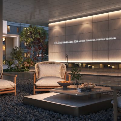现代夜景园林景观3D模型