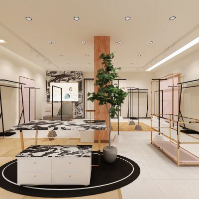 洞石门头的服装店