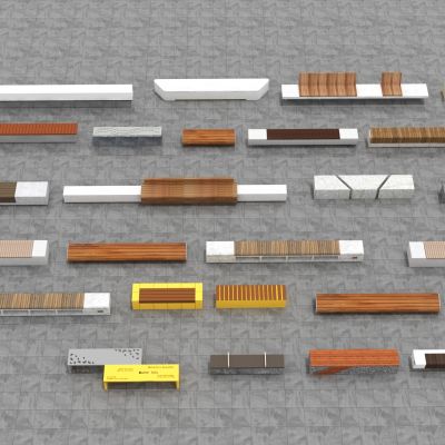 现代景观座椅_户外座椅_条形座椅_实木座