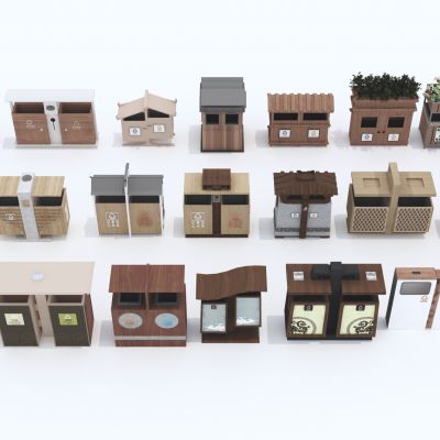 中式景观垃圾桶_乡村小镇垃圾桶