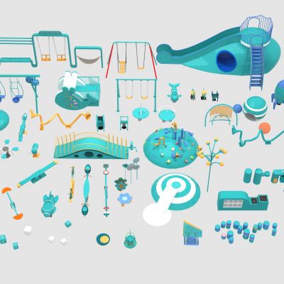 现代儿童器材组合_儿童游乐设施_儿童乐园小品