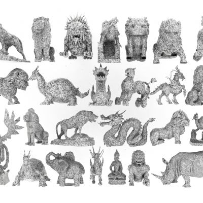 新中式现代雕塑小品_石狮子_石像_雕塑小品_庭院雕塑_对景雕像