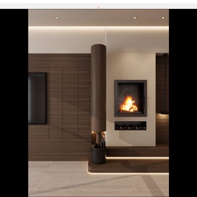 意式 中古风 内嵌 壁炉 无主灯 灯带地台 玄关