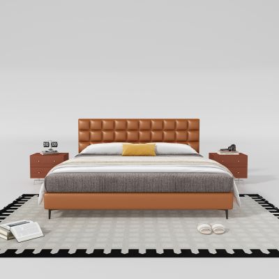 现代双人床 床头柜