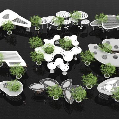 现代廊架花架_景观架_建筑架_格栅廊架_攀爬架_会客厅